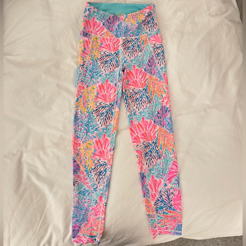 Lilly Pulitzer Luxletic Pink and Blue Leggings with pockets Size XS